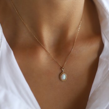 Opal Beyaz Kolye - Rayna