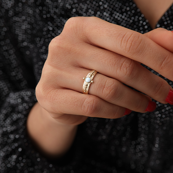 Opal Taşlı Vintage Altın Yüzük - Arden (1)