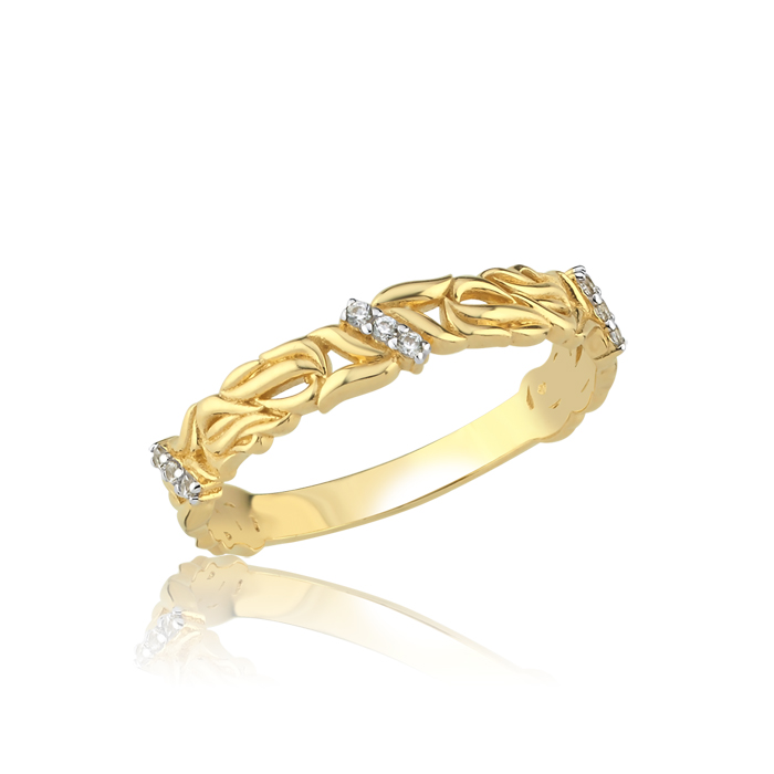 Örgü Desenli Taşlı Altın Yüzük - Bella Arden
