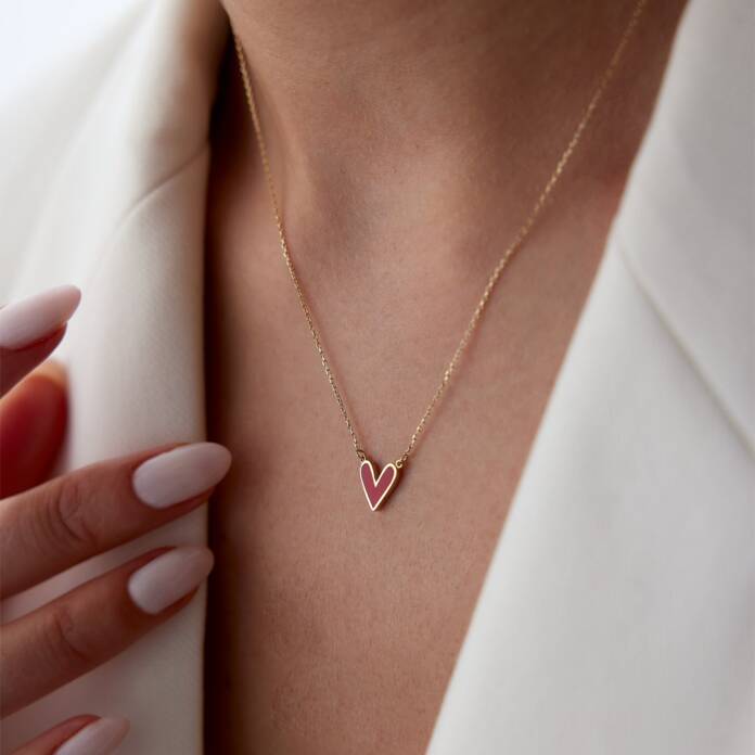 Origami Kırmızı Kalp Kolye - 2