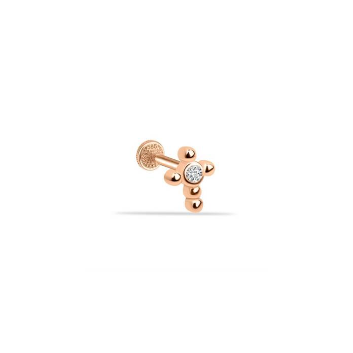 Ortası Taşlı Haç Tragus Piercing - 1