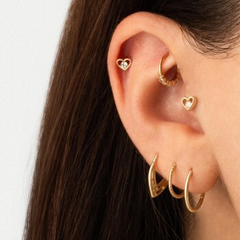 Ortası Taşlı Kalp Tragus Piercing - 2