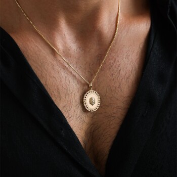 Oval Aslan Pia Erkek Kolye - Koçak