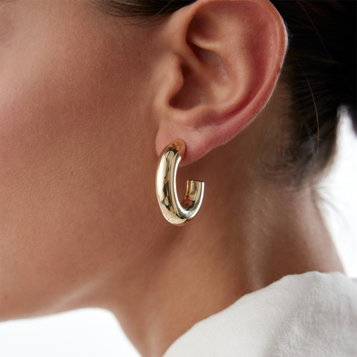 Oval Bombe Kanca Küpe - Dilmener