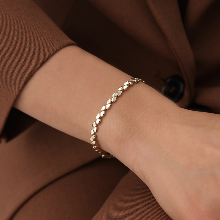 Oval Damla Sıralı Altın Bileklik - Garo (1)