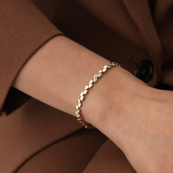 Oval Damla Sıralı Altın Bileklik - Garo (1)