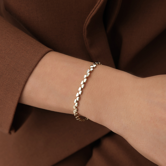 Oval Damla Sıralı Altın Bileklik - 3