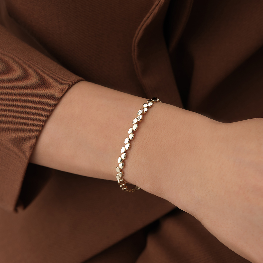Oval Damla Sıralı Altın Bileklik - 3