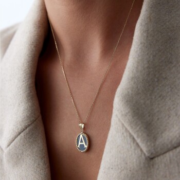 Oval Harf Kolye - Big Gold