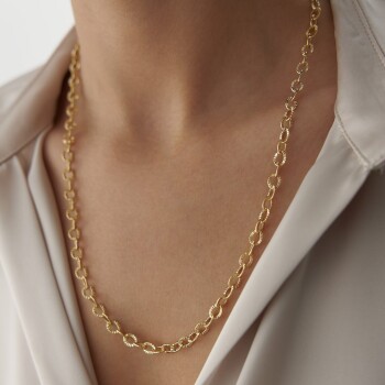 Oval İşlemeli Ataç Zincir - Midas