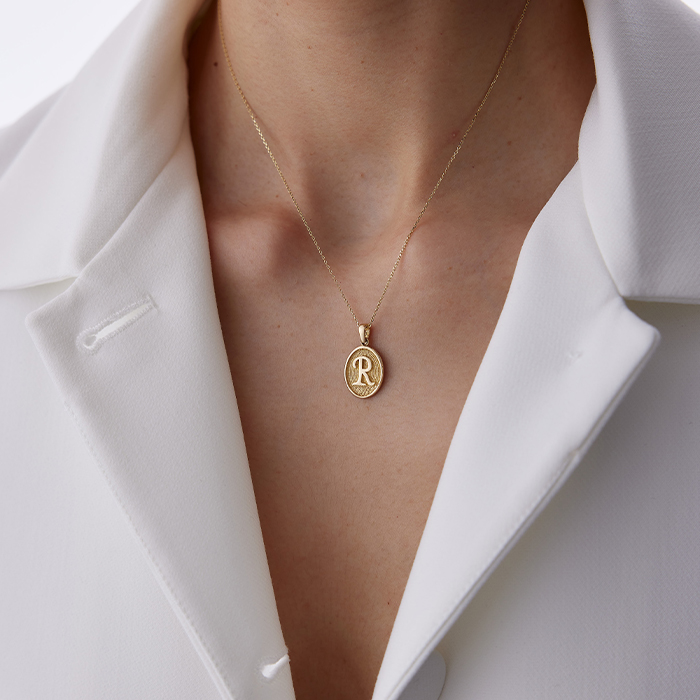 Oval Plaka Vintage Font Harf Kolye - Dilmener