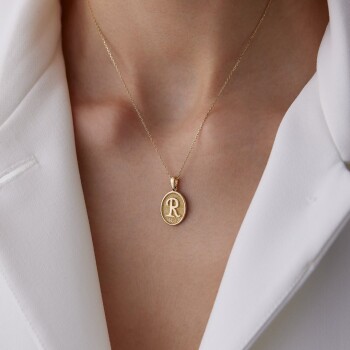 Oval Plaka Vintage Font Harf Kolye - Dilmener (1)