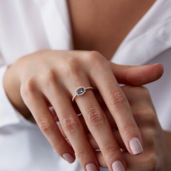 Oval Safir Simit Yüzük - Rayna (1)
