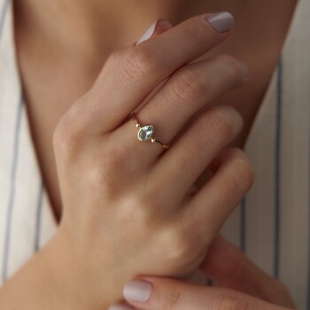 Oval Su Yeşili Yüzük - Cemart