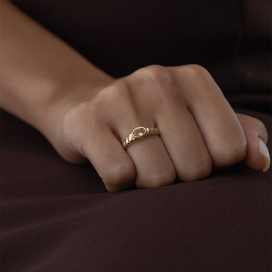 Oval Taşlı Burgu Yüzük - 1