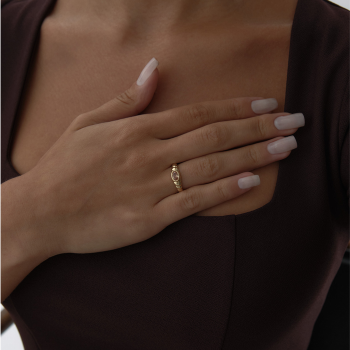 Oval Taşlı Burgu Yüzük - 3