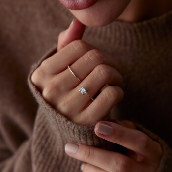 Oval Taşlı İkili Yüzük - Alen