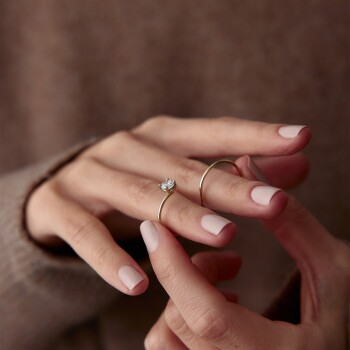 Oval Taşlı İkili Yüzük - Alen (1)