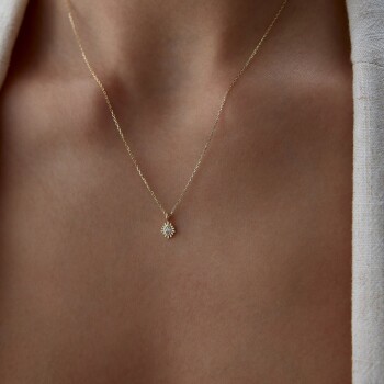 Oval Taşlı Mini Kolye - Alen