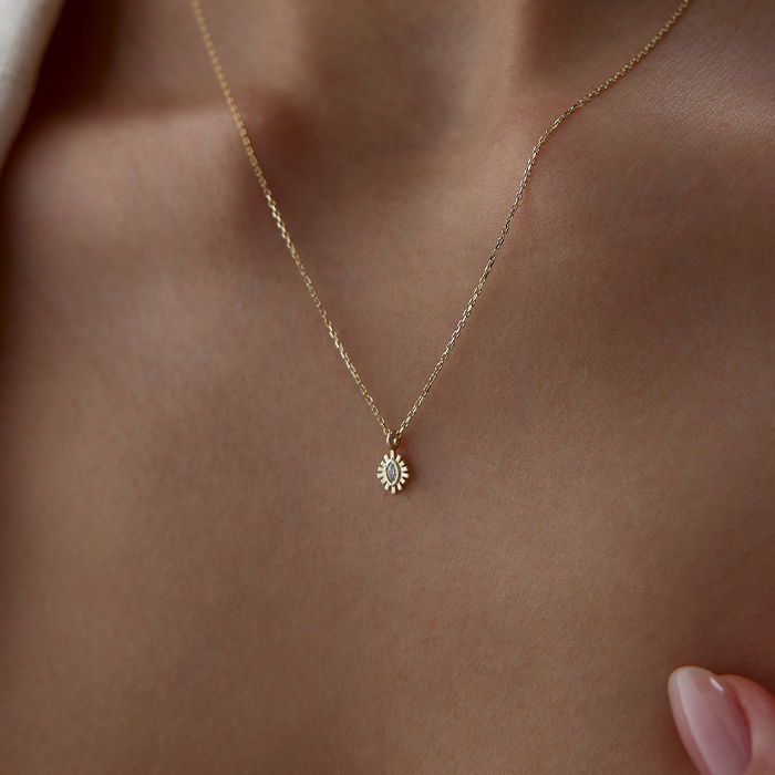 Oval Taşlı Mini Kolye - Alen