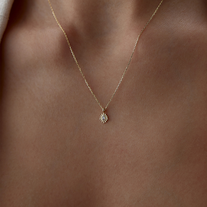 Oval Taşlı Mini Kolye - Alen (1)