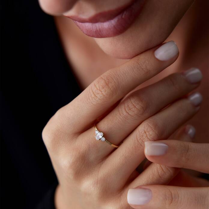 Oval Taşlı Mini Yüzük - 1