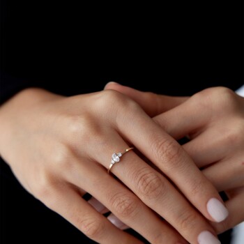 Oval Taşlı Mini Yüzük - Mazal (1)