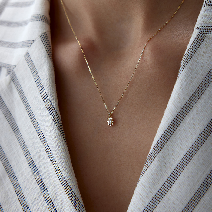 Oval Tektaş Yıldız Kolye - Alen (1)