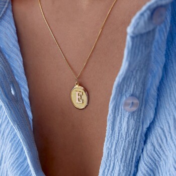 Oval Vintage Harf Kolye - Özçelik (1)