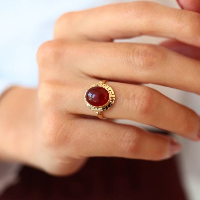 Oval Zarafet Akik Taşlı Yüzük - 1