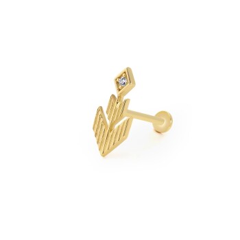 Özel Tasarım Çizgili Tektaşlı Tragus Piercing - 1