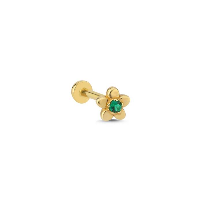 Papatya Model Yeşil Taş Tragus Piercing - 1