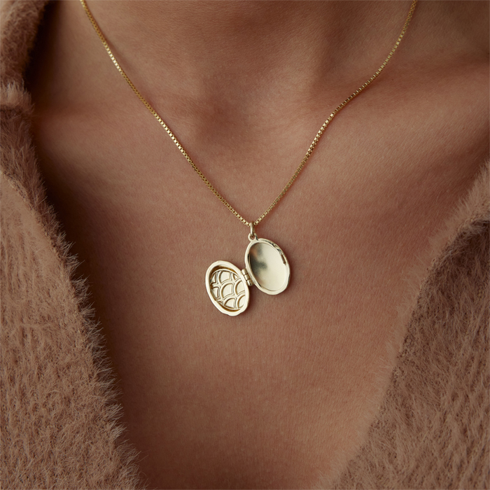 Paraşüt Desen Oval Kapaklı Kolye - Koçak (1)