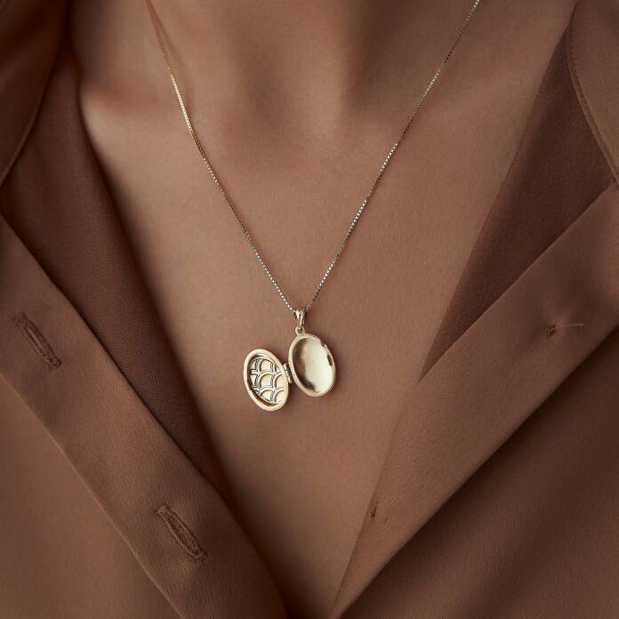 Paraşüt Desen Oval Kapaklı Kolye - 2