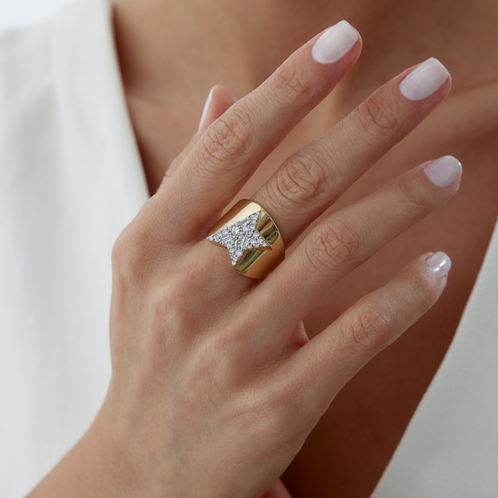 Parçalı Yarım Yıldız Yüzük - 3