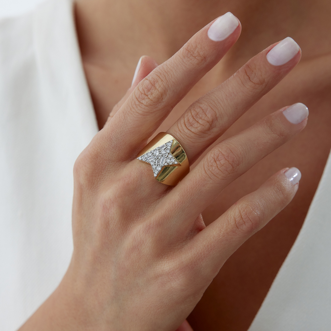 Parçalı Yarım Yıldız Yüzük - 3