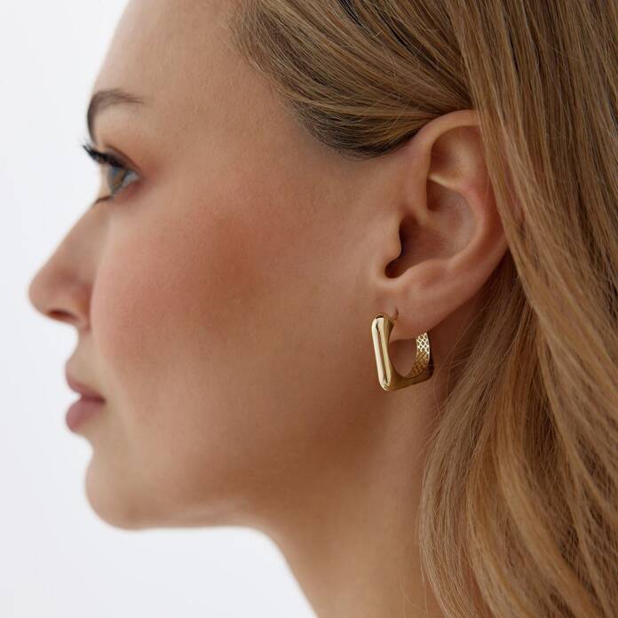 Parlak Kare J Küpe - 4