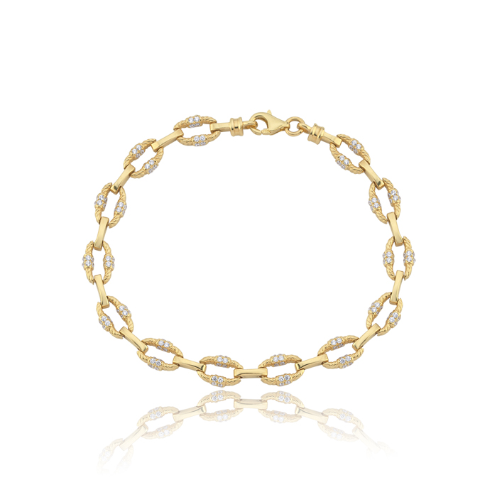 Pavé Taş Detaylı Halka Altın Bileklik - Rayna