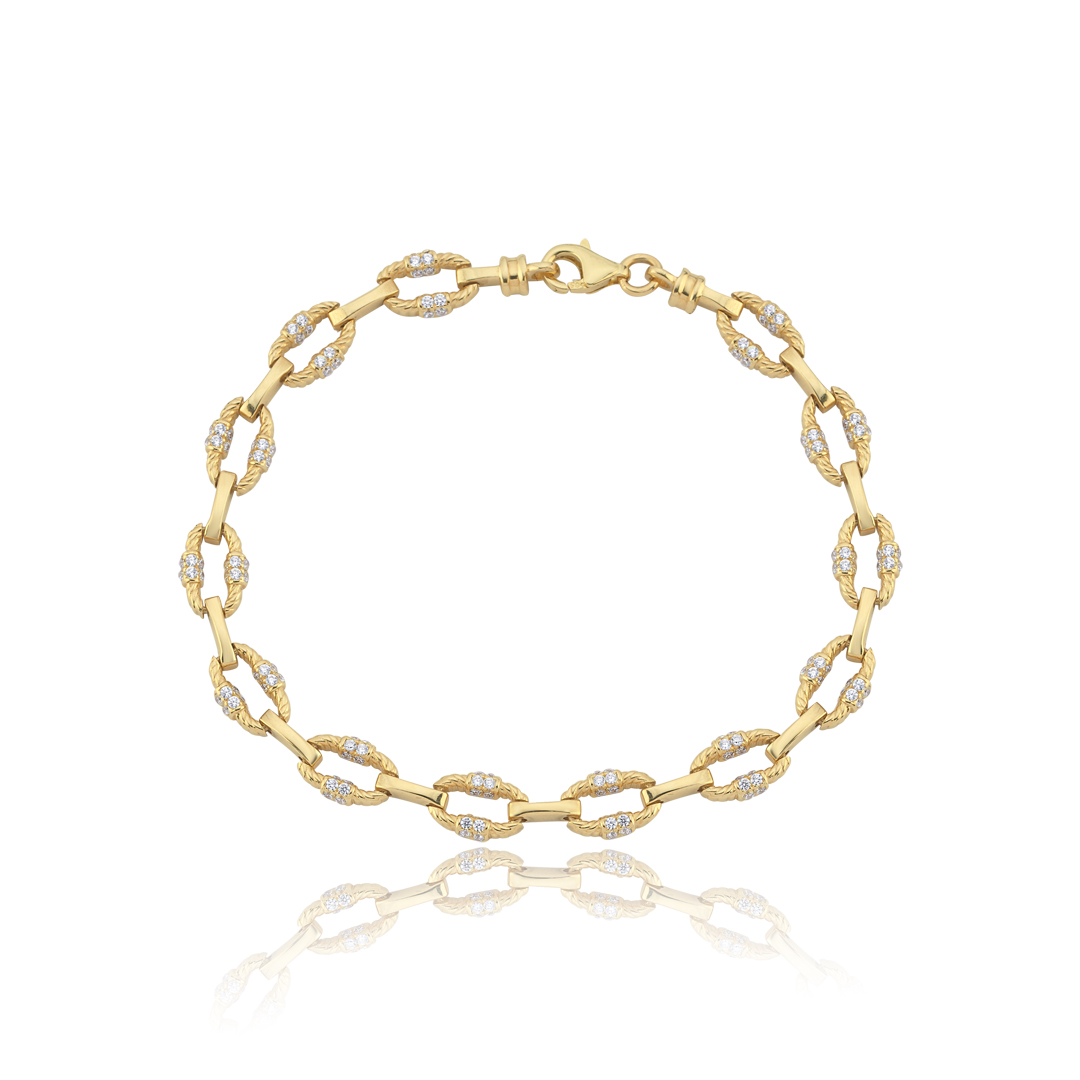 Pavé Taş Detaylı Halka Altın Bileklik - 1