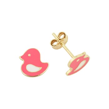 Pembe Civciv Çocuk Küpesi - Melike