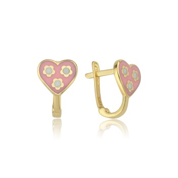 Pembe Kalp Çiçek Küpe - Koçak