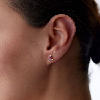 Pembe Kare Taşlı Küpe - MİST