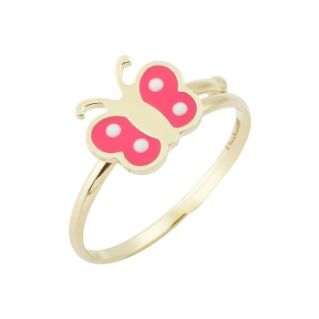 Pembe Kelebekli Çocuk Yüzüğü - Melike