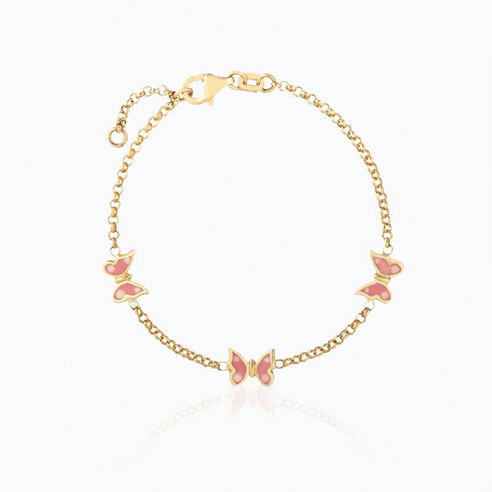 Pembe Mineli Kelebekler Çocuk Bilekliği - Melike