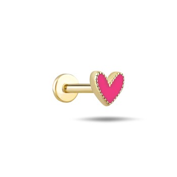 Pembe Mineli Small Kalp Tragus Piercing - Alen