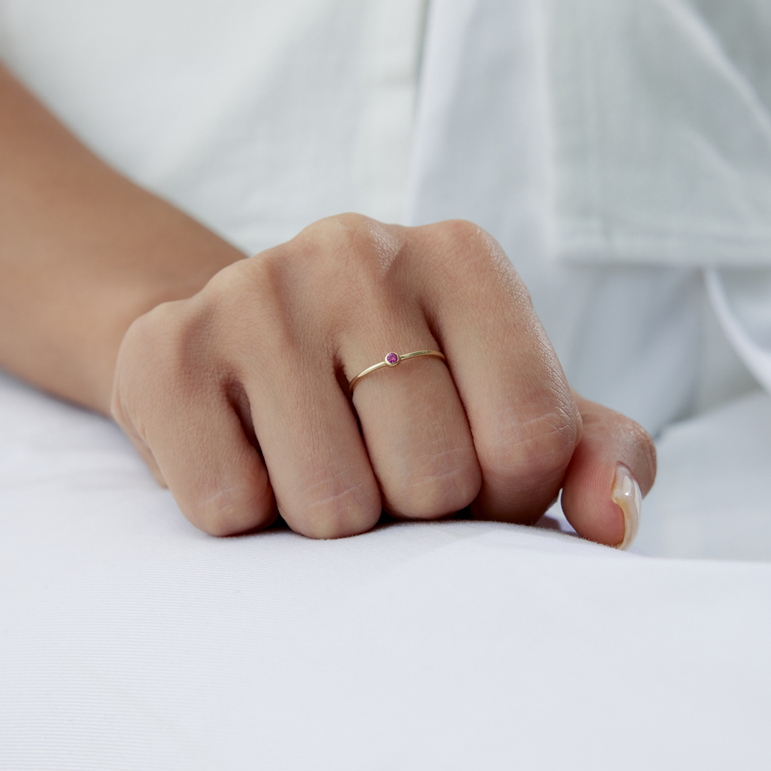 Pembe Mini Tektaş Yüzük - 2