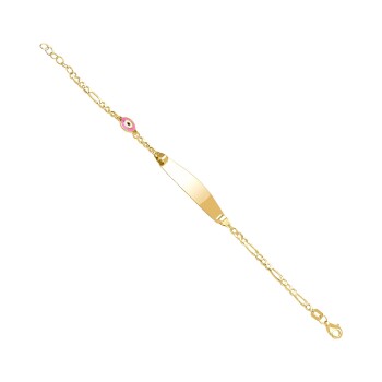 Pembe Nazarlı Figaro Zincir Çocuk Künyesi - Melike