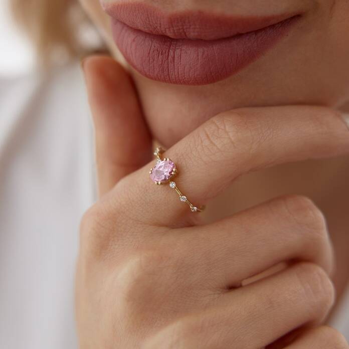 Pembe Oval Taşlı Yüzük - 3