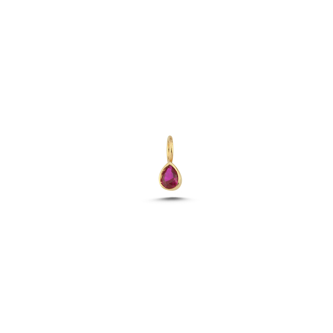 Pembe Taşlı Damla Charm - 1