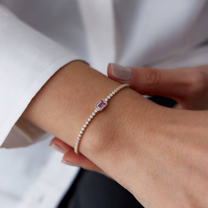 Pembe Taşli Su Yolu Bileklik - 2